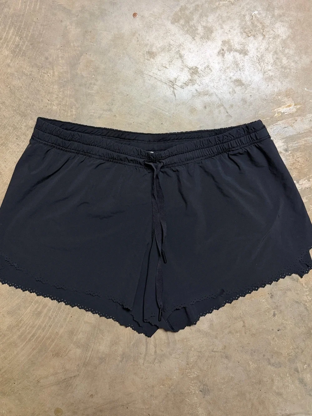 lululemon athletica Black Athletic Shorts with Scalloped Hem